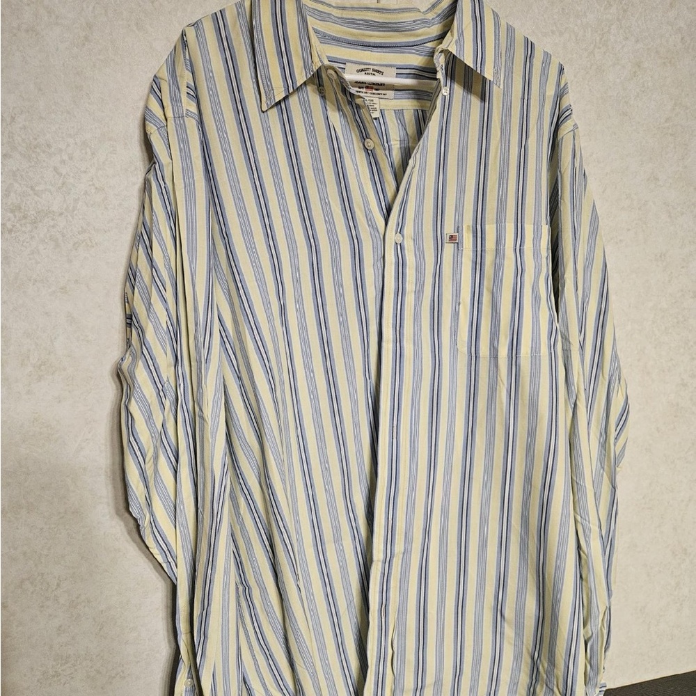 Ralph Lauren Men's Blue and Yellow Striped Shirt